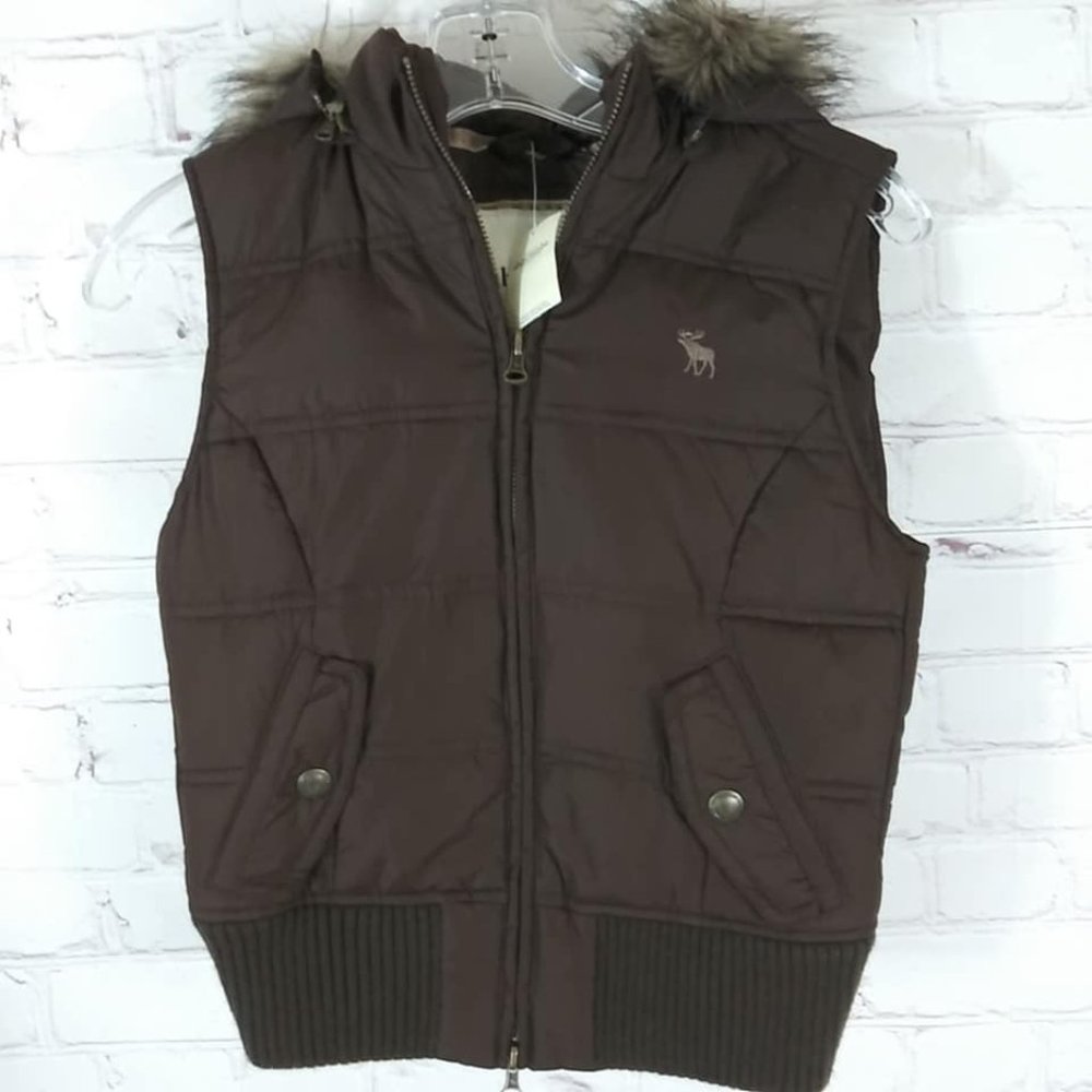 Abercrombie Size L Girls Brown Down Puffer Vest - Picture 6 of 10